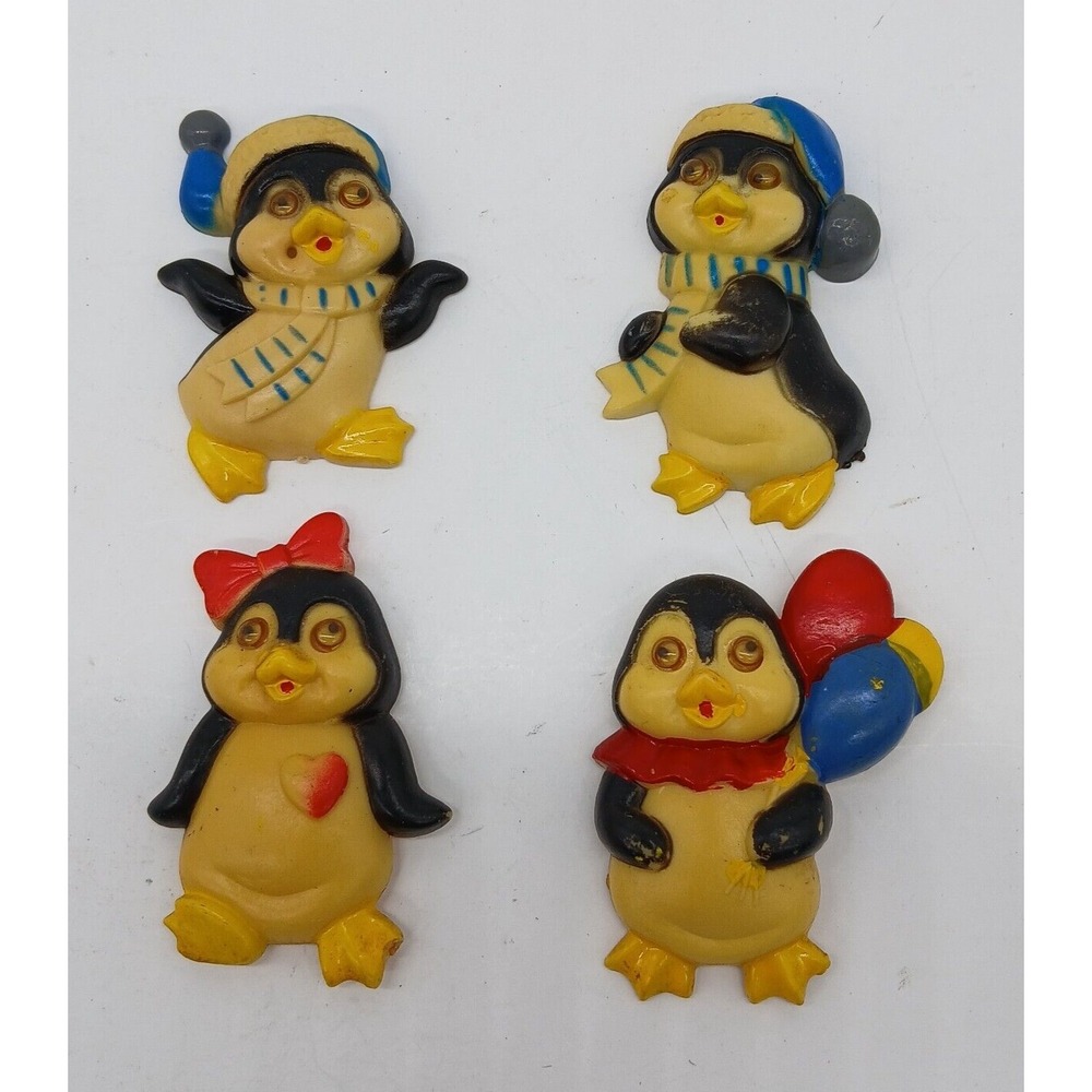 Penguin Pals Plastic Refrigerator Magnets Giftco Set Of 4 Googly Eyes